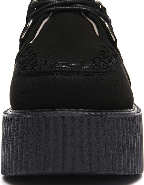 Load image into Gallery viewer, Women'S Handmade Suede Lace up Flat Platform Creepers Shoe
