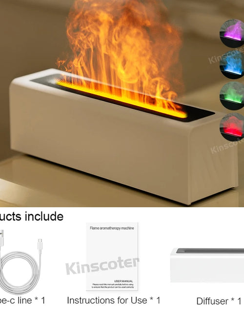 Load image into Gallery viewer, KINSCOTER Essential Oil Aroma Diffuser Flame Air Humidifier Ultrasonic Cool Mist Difusor with RGB Realistic Fire Night Light
