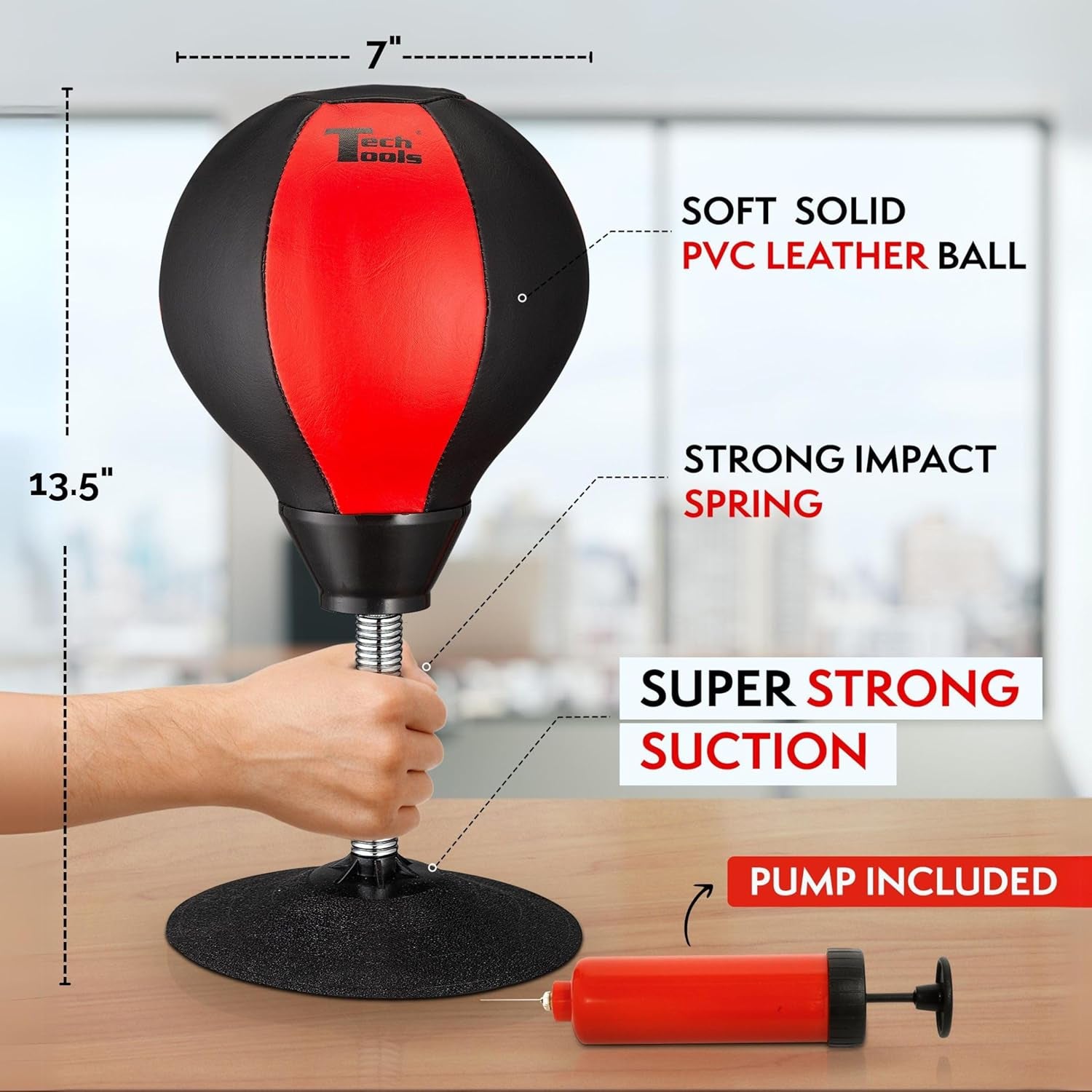 Stress Buster Desktop Punching Bag - Suctions to Your Desk, White Elephant Gifts for Coworker Men and Women, Heavy Duty Stress Relief Ball, Gag Gifts Funny Desk Accessories