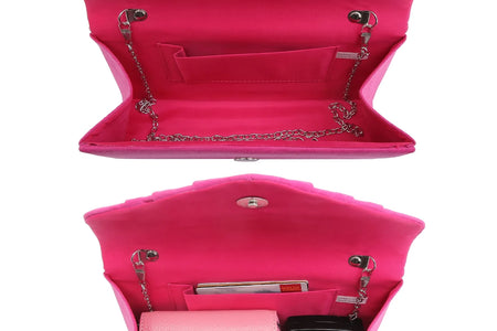 Women'S Evening Bag Pleated Envelope Clutch Handbag Wedding Party Bridal Purse
