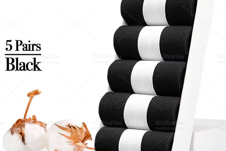 5/10 Pairs Men'S Cotton Blend Socks Black Business Men Socks Soft Breathable Summer Winter for Male Socks plus Size (6.5-14)