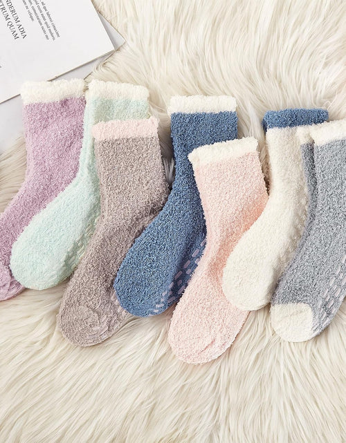 Load image into Gallery viewer, Womens Fuzzy Socks Warm Slipper Socks Winter Fluffy Socks Cozy Fuzzy Socks Athletic Fleece Socks Cute Crew Socks
