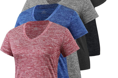 5-Pack Women'S Short Sleeve Dry Fit T-Shirt Moisture Wicking Athletic V-Neck Tee