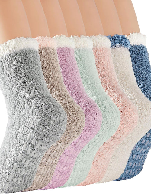 Load image into Gallery viewer, Womens Fuzzy Socks Warm Slipper Socks Winter Fluffy Socks Cozy Fuzzy Socks Athletic Fleece Socks Cute Crew Socks
