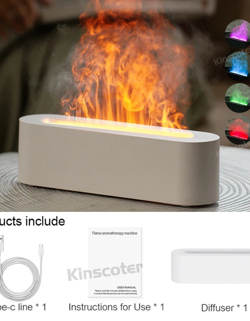 Load image into Gallery viewer, KINSCOTER Essential Oil Aroma Diffuser Flame Air Humidifier Ultrasonic Cool Mist Difusor with RGB Realistic Fire Night Light
