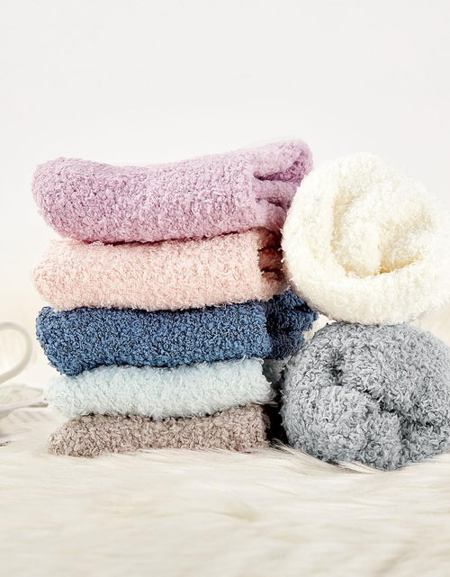 Load image into Gallery viewer, Womens Fuzzy Socks Warm Slipper Socks Winter Fluffy Socks Cozy Fuzzy Socks Athletic Fleece Socks Cute Crew Socks
