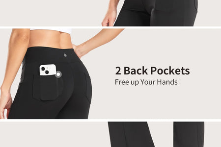Flare Leggings for Women, Bootcut Yoga Pants with Pockets, Tummy Control Workout Pants Non-See-Through
